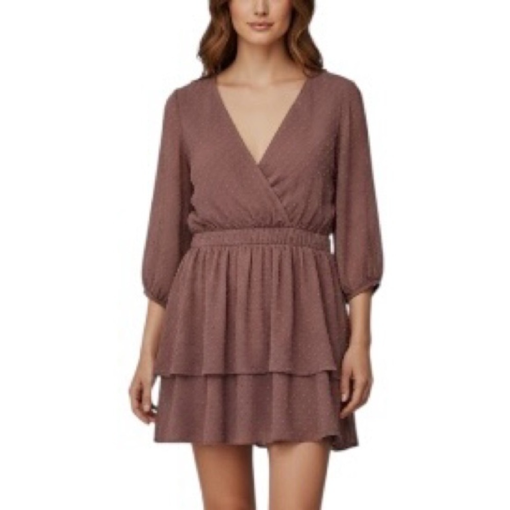Mimi Chica Smocked Surplice Mini Dress XL Mauve